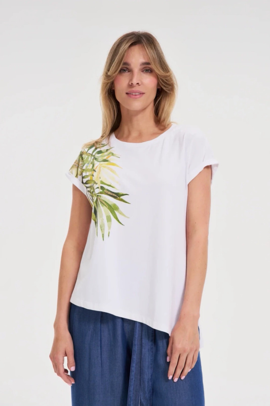Marisse White Round Neck T-Shirt