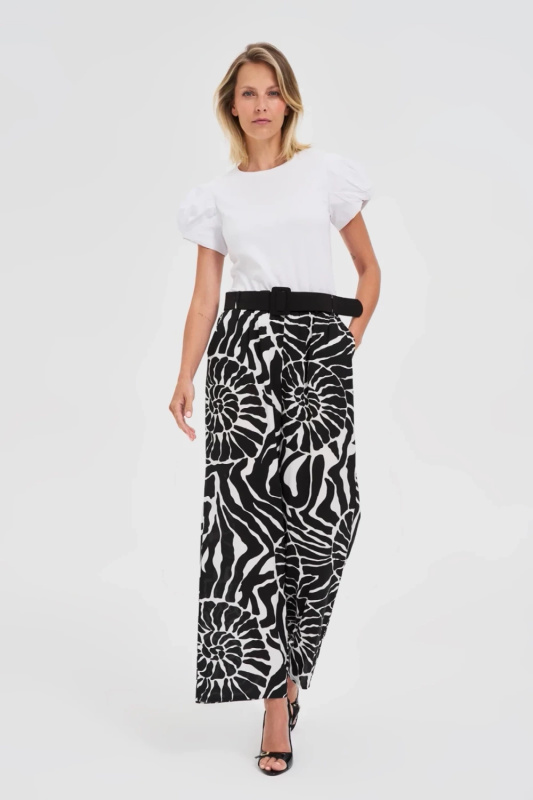 Marisse Viscose Trousers With A Belt, Black