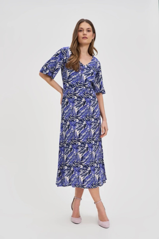 Marisse Navy Blue Viscose Midi Dress