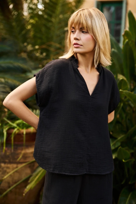 Marisse Black Cotton Shirt