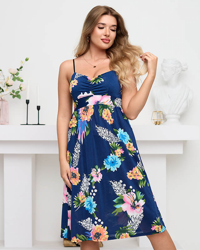 Resti námořnické modré šaty s květinovým motivem