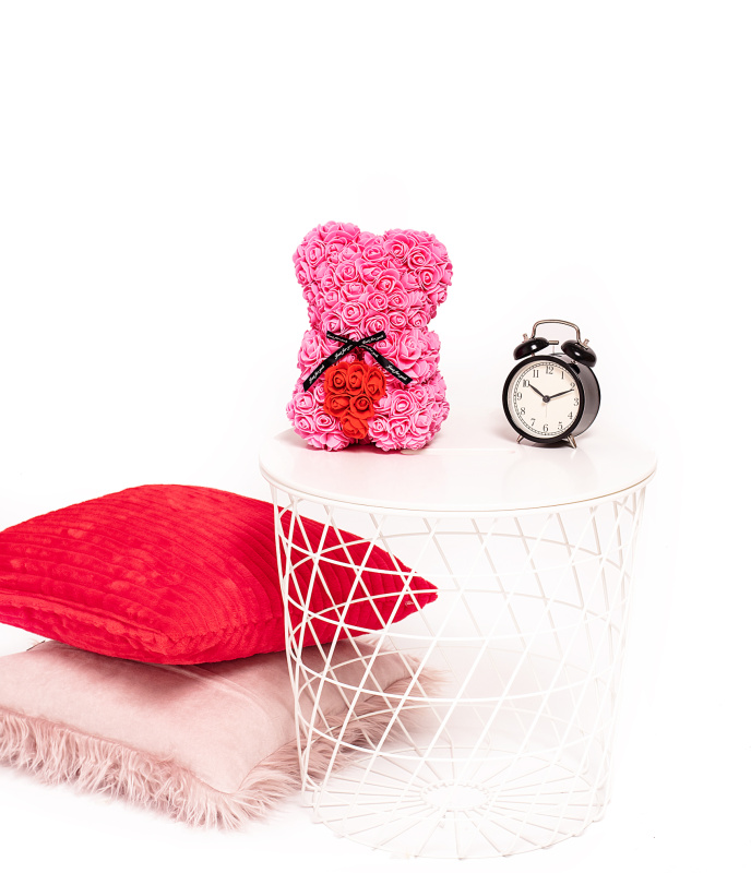 Tomido Medvídek z růží Rose Bear 25 cm růžovo-červený