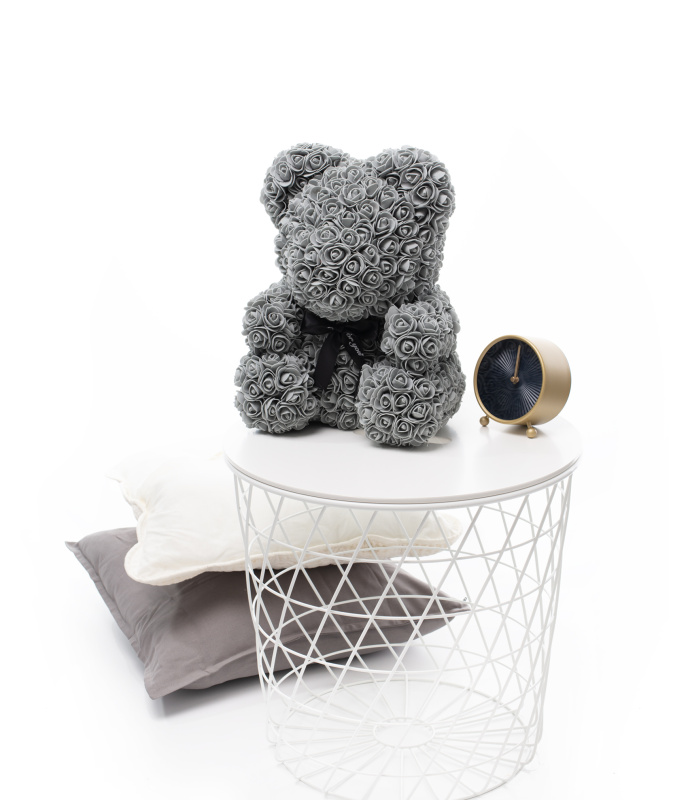 Tomido Medvídek z růží Rose Bear 40 cm šedý