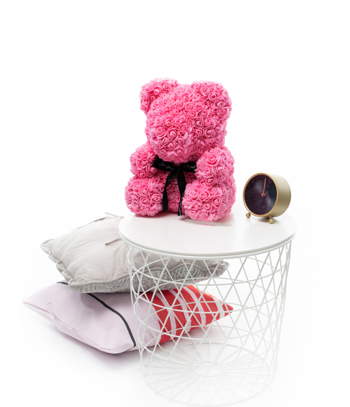 Tomido Medvídek z růží Rose Bear růžový 40 cm