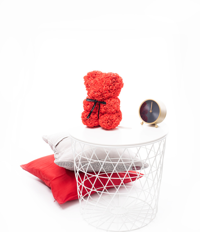 Tomido Medvídek z růží Rose Bear 25 cm červený