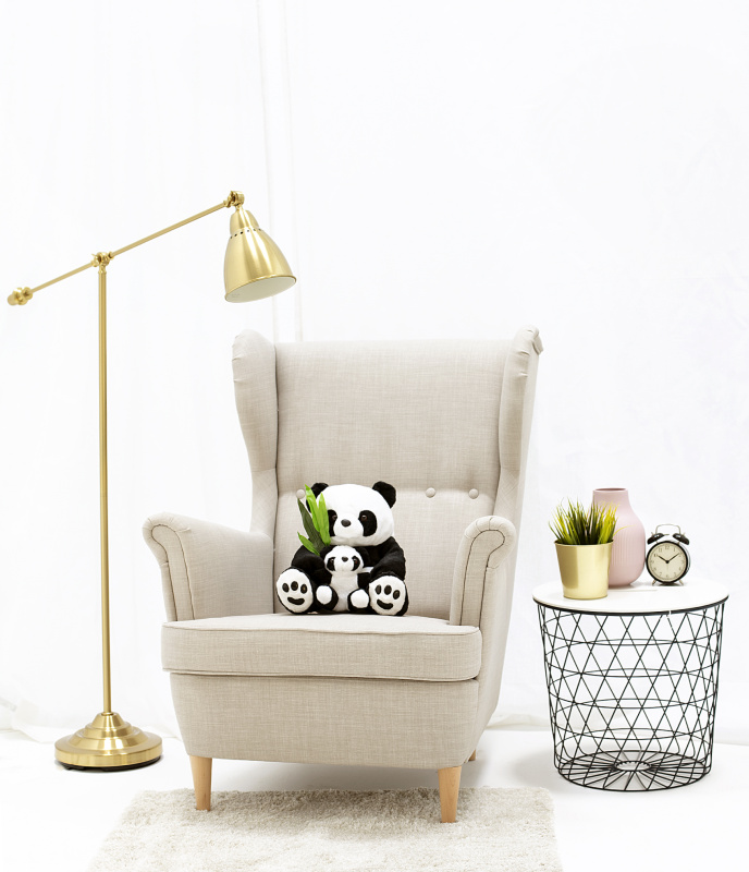 Tomido Plyšová panda s mládětem 30 cm bílo-černá