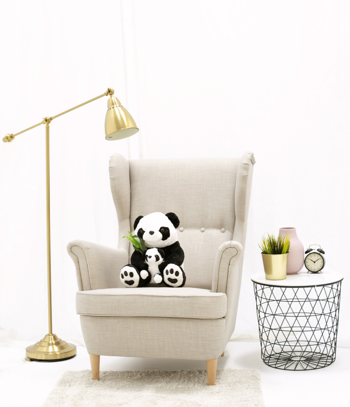 Tomido Plyšová panda s mládětem 50 cm bílo-černá