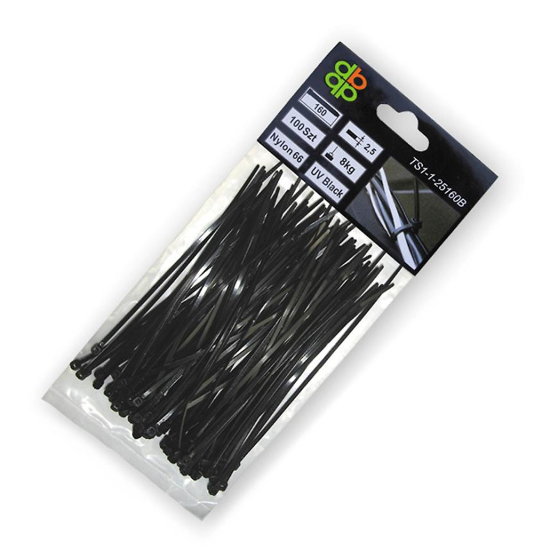 Stahovací pásky plastové 3,6x200mm BRADAS UV BLACK - 100ks