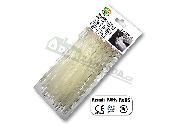 Stahovací pásky plastové 4,8x300mm BRADAS UV NEUTRAL - 100ks