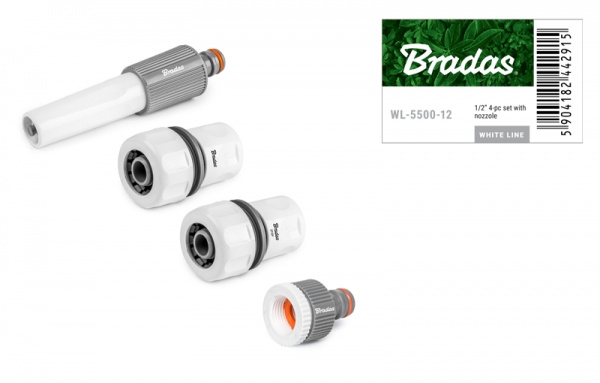 BRADAS Zavlažovací 4 dílný komplet White Line pro hadici 3/4"
