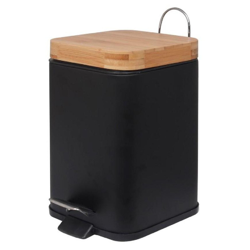 Odpadkový koš černý bambus tverec Sido-Blk 3l