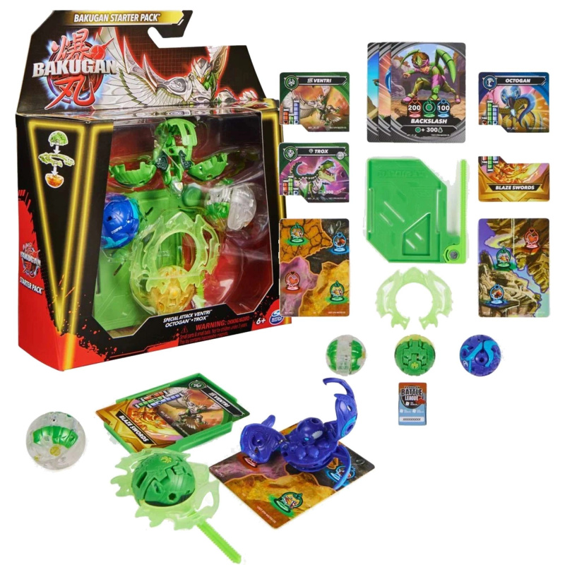 Bakugan startovací sada Special Attack Ventri, Octagon a Trox se 3 figurkami