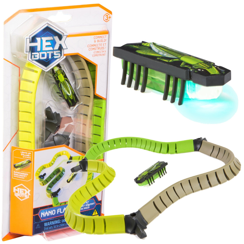 Hexbug Nano Flash startovací sada – zelený robotický brouk s flexibilním tratí