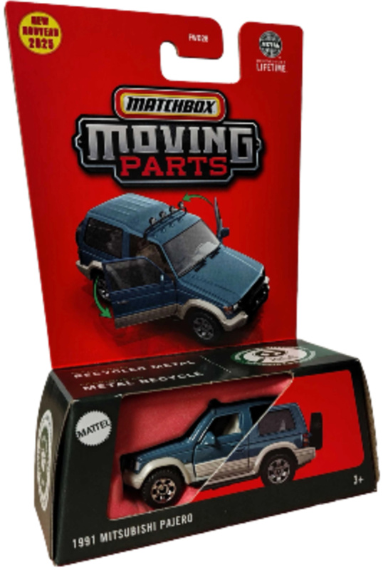 Matchbox Moving Parts Mitsubishi Pajero 1991 modré terénní auto