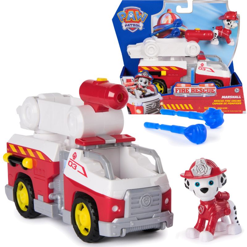 Paw Patrol hasičské auto s figurkou Marshalla a vodními projektily