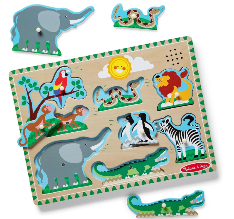 Melissa & Doug dřevěné zvukové puzzle zvířata v zoo