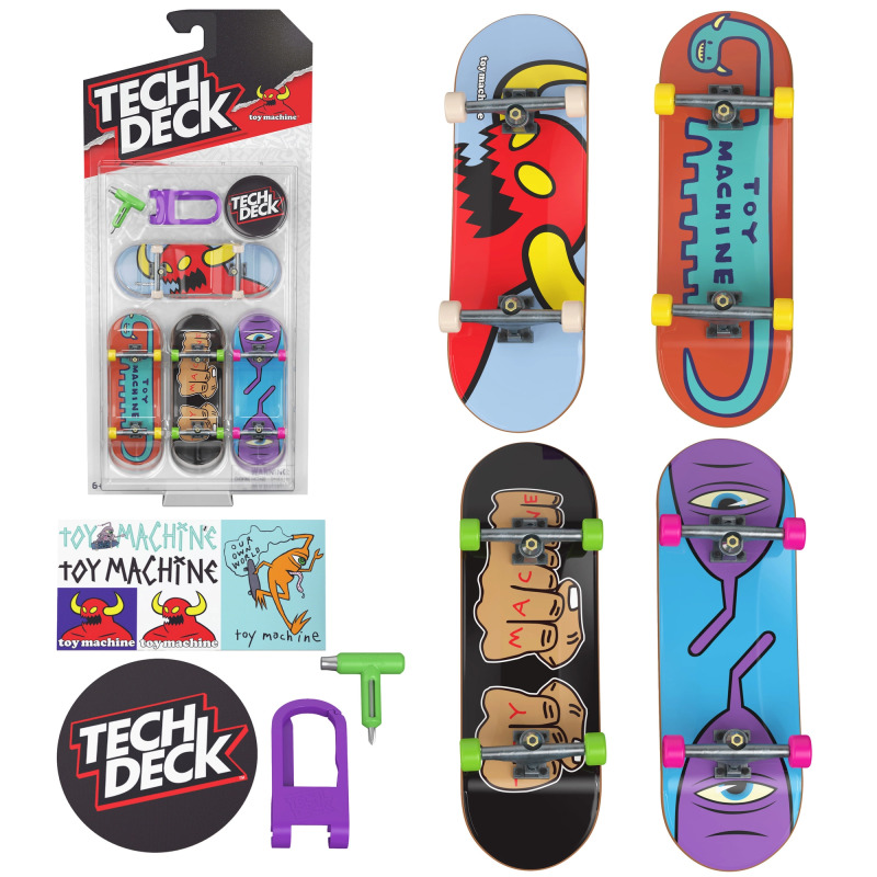 Tech Deck sada 4 mini fingerboardů Toy Machine - 4 ks