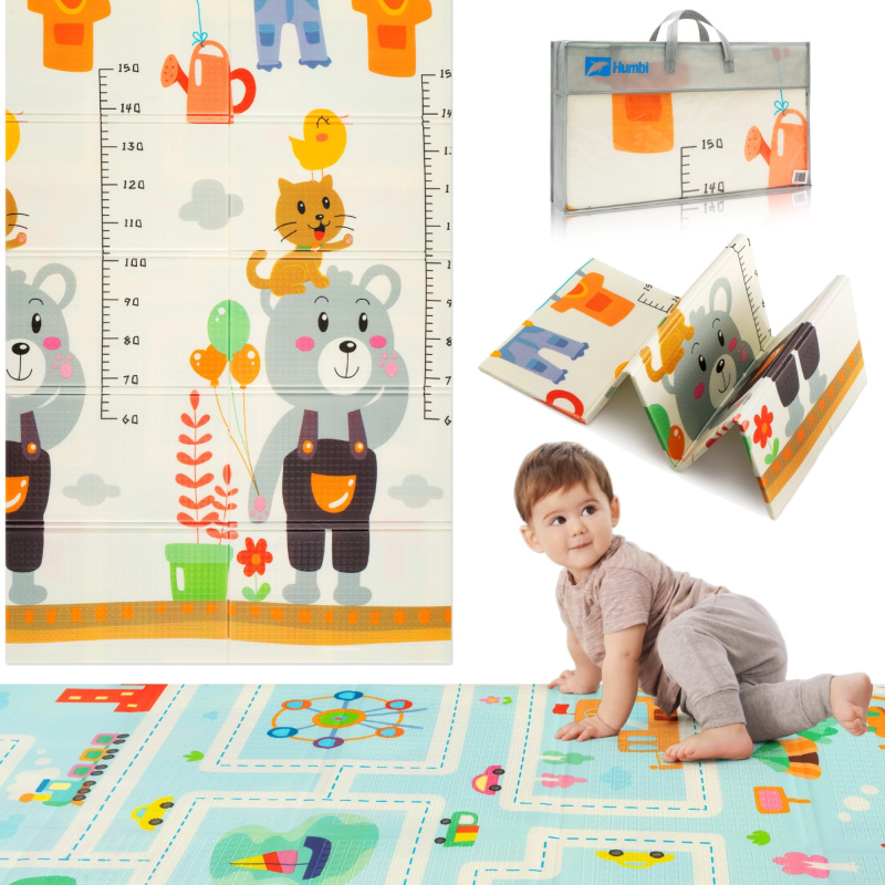 Humbi oboustranná skládací pěnová podložka XPE 120 × 180 cm s měrkou a silnicemi