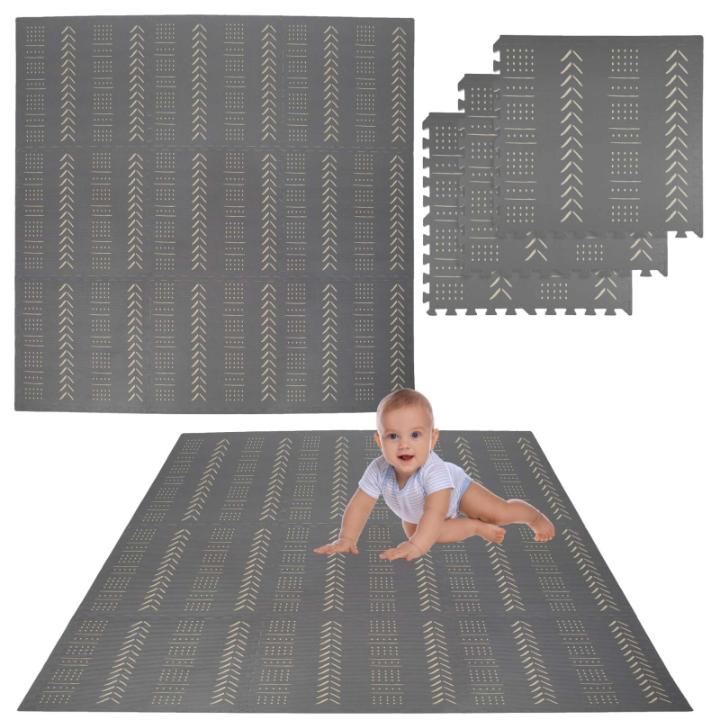 Humbi pěnová puzzle podložka 9 ks, šedá, 180 × 180 × 1 cm