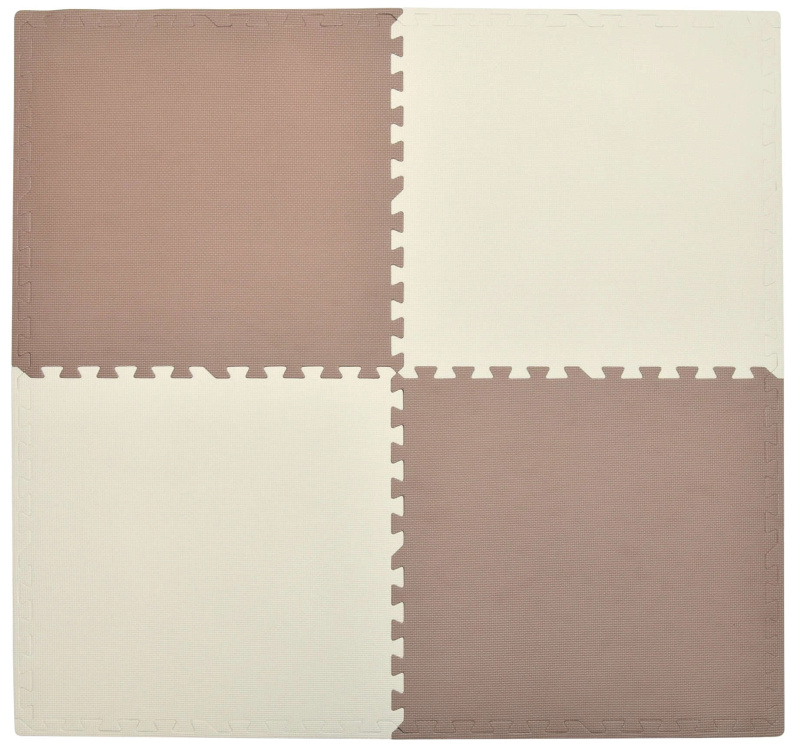 Pěnová podložka HUMBI 120 × 120 cm – velké voděodolné puzzle, bezpečné pro děti, krémová a měděná, 4 ks