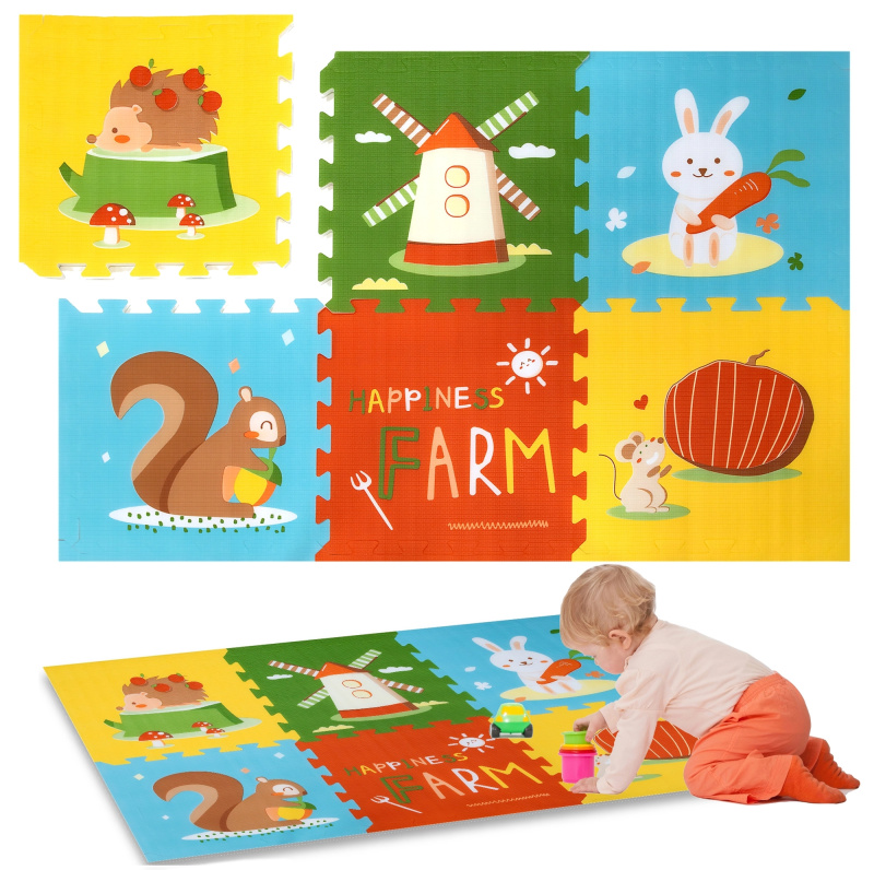 Humbi pěnová puzzle podložka 1,5 cm XXL zvířátka, 6 dílů, 165 × 112 cm