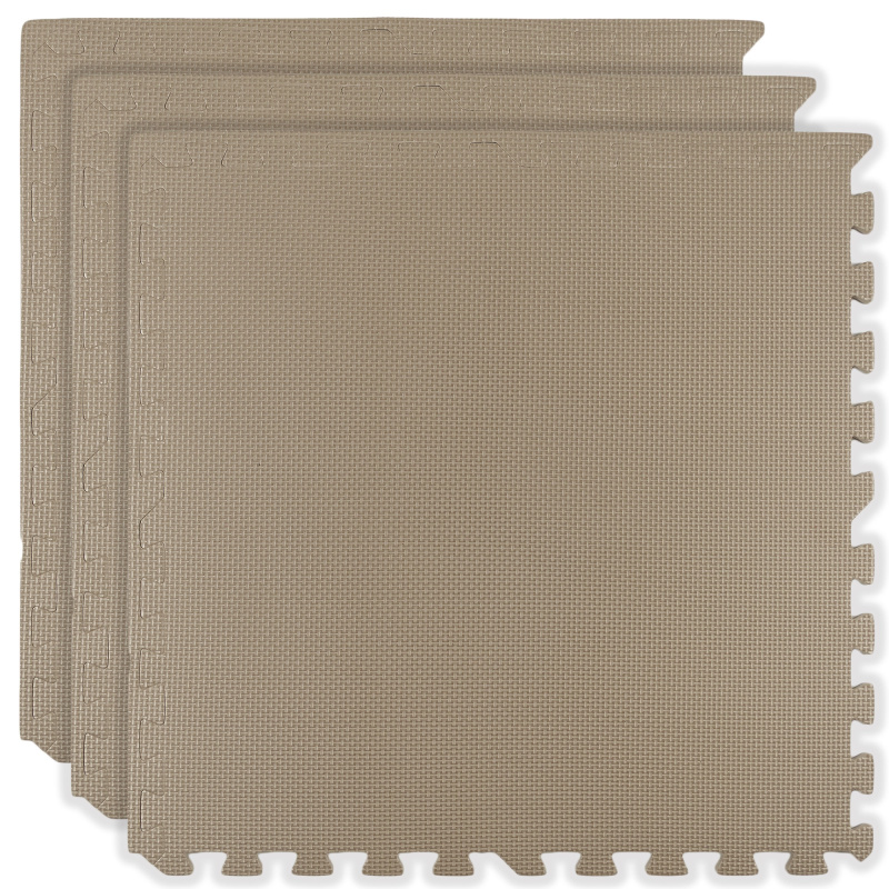 Pěnová podlahová podložka HUMBI 180 × 60, velké voděodolné puzzle, bezpečné pro děti, 3 ks, světle béžová