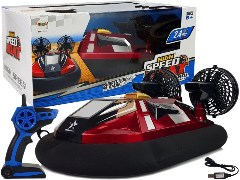 RC podvozněný vznášedlo 2.4 GHz, 20 km/h, červené
