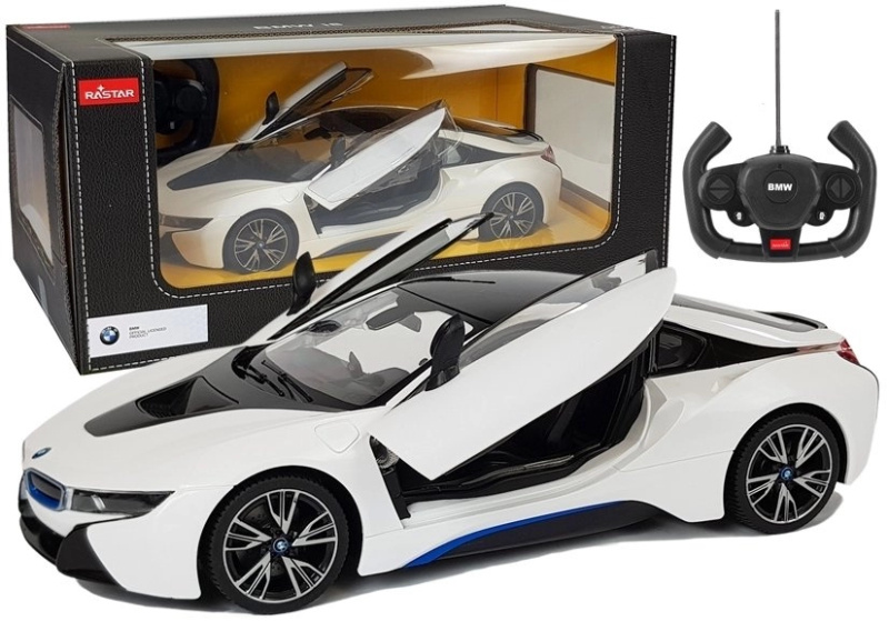 Auto na dálkové ovládání BMW i8 Rastar 1:14 bílé s automatickými dveřmi