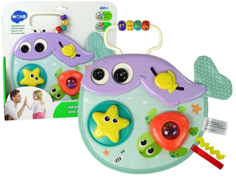 LEANToys Velryba Chrastítko ve tvaru posuvných korálků