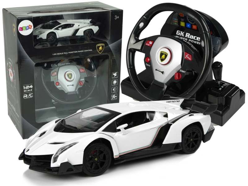 Dálkově ovládané Lamborghini Veneno White 2.4G dálkové ovládání volantu Zvuková světla