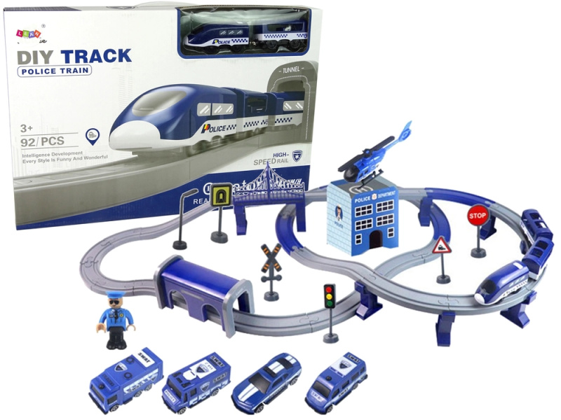 Import LEANToys Police Town Train Set Blue 203 km/h