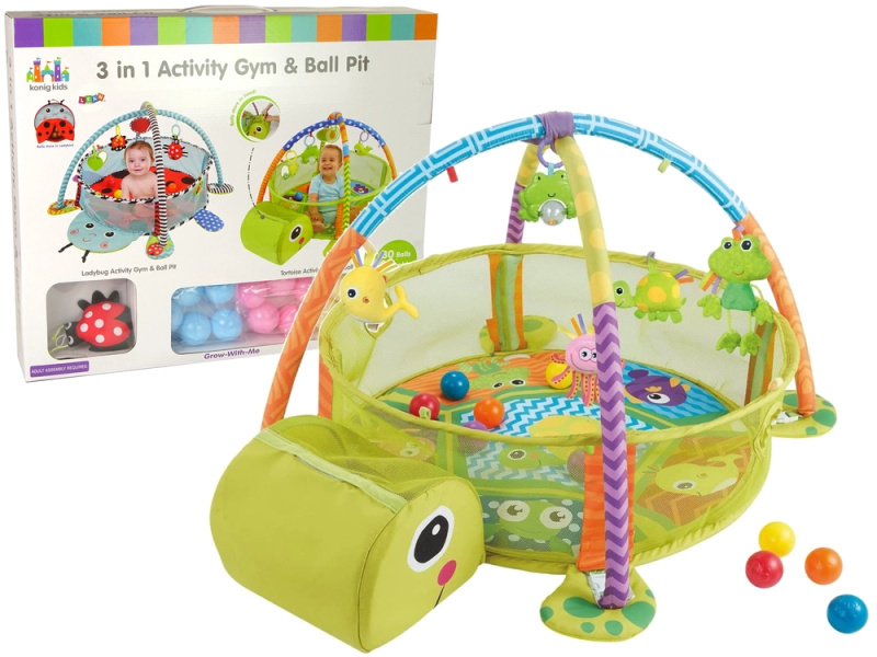 LEANToys Edukační podložka zelená želva s míčky