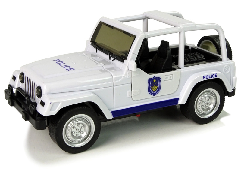 terénní policejní auto bílé s efekty a natahovacím pohonem
