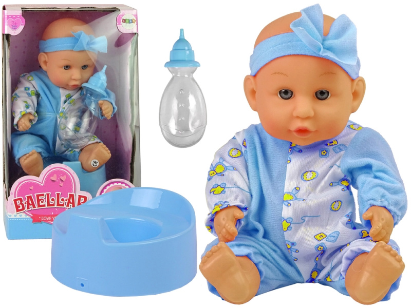 LEAN Toys Blue Baby Doll nočník čůrání 24 cm