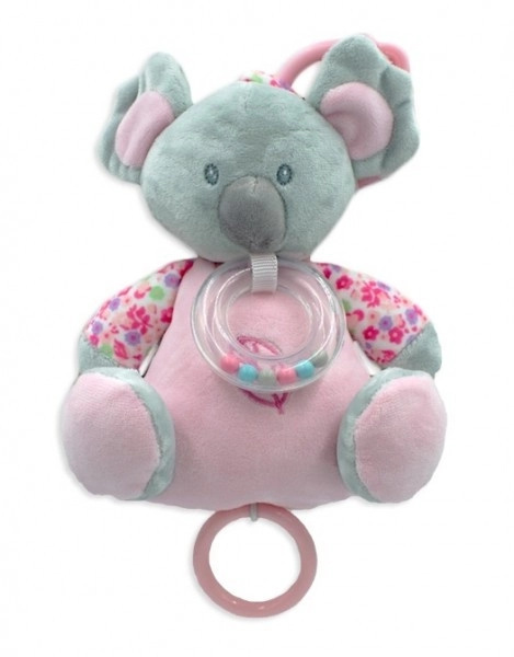 Teddies Medvěd koala chrastítko plyš 19cm závěs na post./koč. nat. hrací strojek růžový