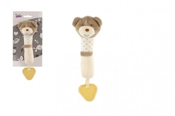 Teddies Pískátko/kousátko medvěd plyš 24 cm béžový na kartě v sáčku