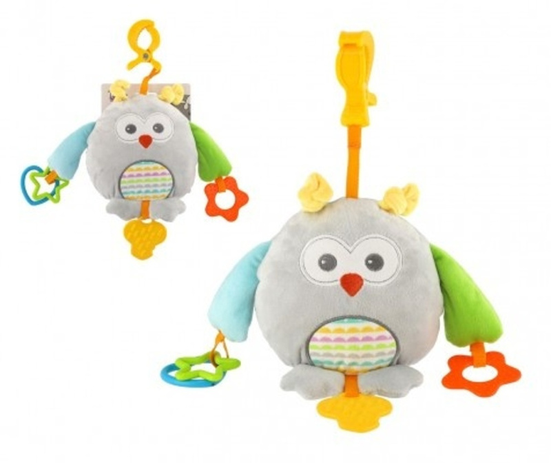 Teddies Sova závěs na postýlku/kočárek plyš 18x18 cm na kartě v sáčku