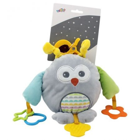 Teddies Sova závěs na postýlku/kočárek plyš 18x18 cm na kartě v sáčku