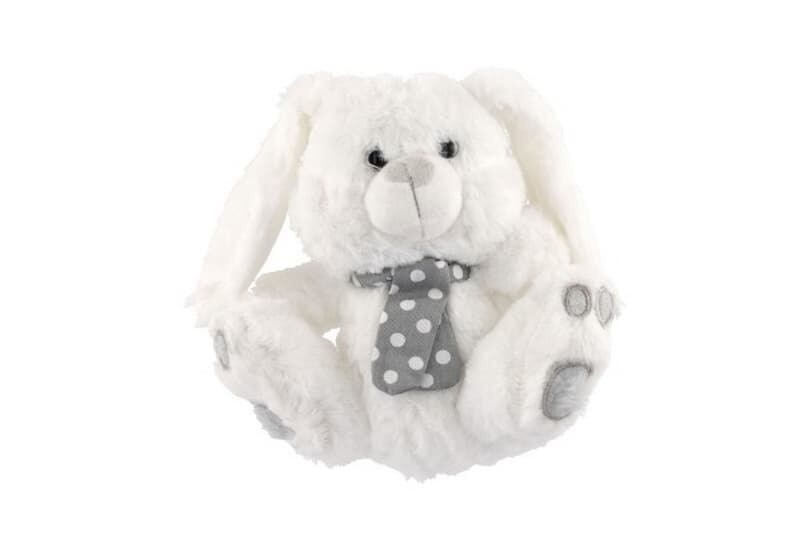 Zajíc/Zajíček sedící se šátkem plyš 20cm bílý