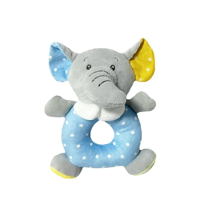 Teddies Chrastítko slon plyš 14x19cm šedé/modré