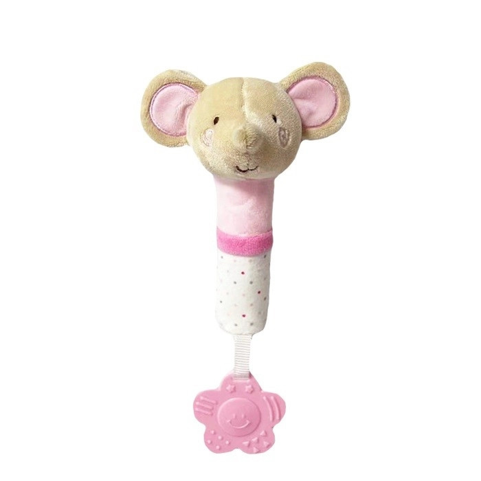 Teddies Pískátko/kousátko myš plyš 23cm růžové na kartě v sáčku