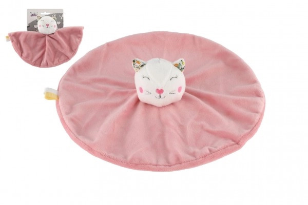 Teddies Kočka usínáček chrastítko plyš 25x25cm růžová