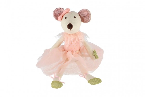 Teddies Myška baletka sedící látka růžová 20 cm
