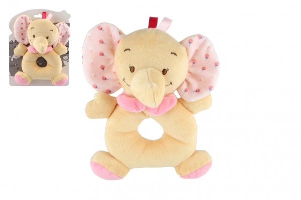 Teddies Chrastítko slon plyš béžovo-růžová