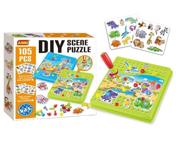 Konstrukční puzzle se šroubovákem (zvířátka), 105 dílků - 1 kus