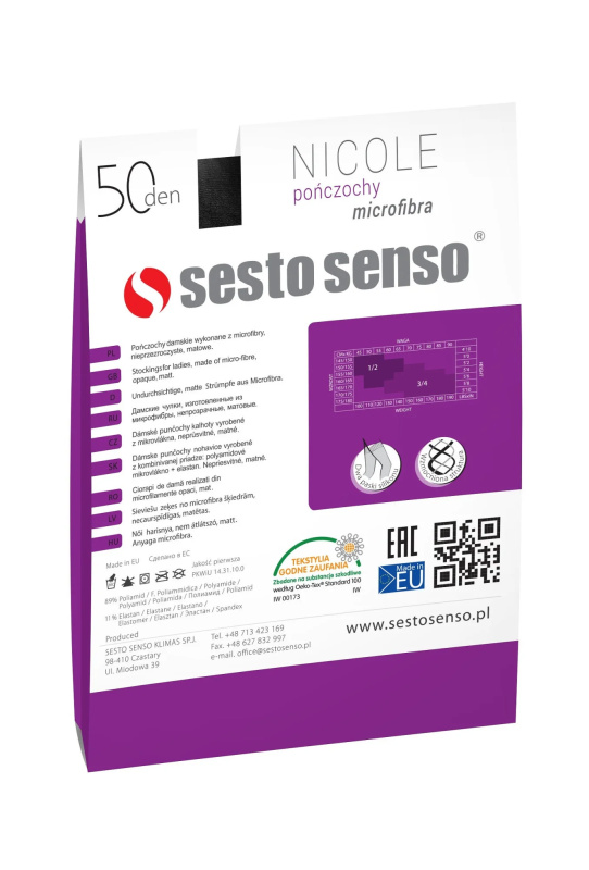 Sesto Senso Nicole punčochy 50 den 5-8 černá 7/8-3XL/4XL