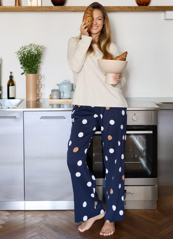 Mefemi Oceane pyžamo PW85 long/r S-2XL béžovo-zelená L