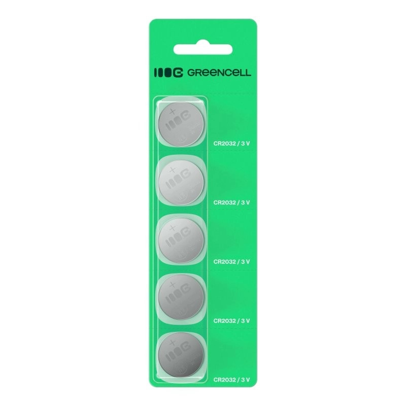 Knoflíkové baterie GREENCELL CR2032 3 V, 220 mAh – sada 5 ks