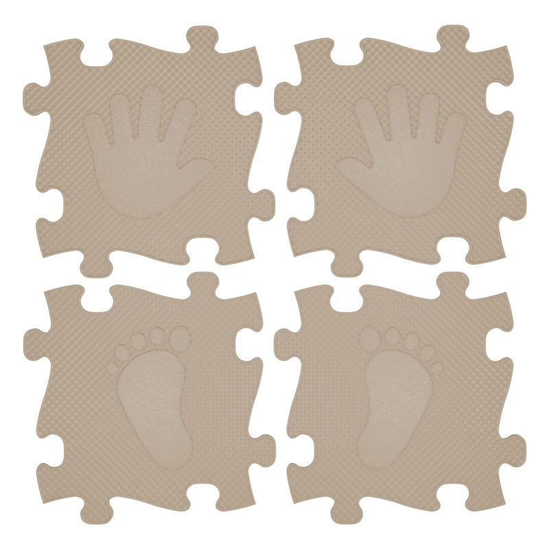 Woopy ortopedická senzorická podložka puzzle ruce a nohy 16 ks - béžová