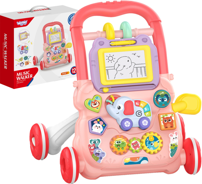 Interaktivní chodítko Woopie Baby s hudbou a mazací deskou